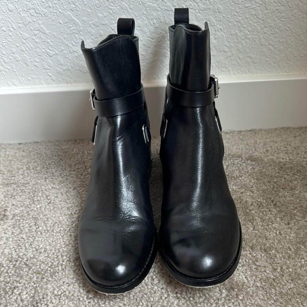 Michael Kors Sleek Black Ankle Boots with Buckle